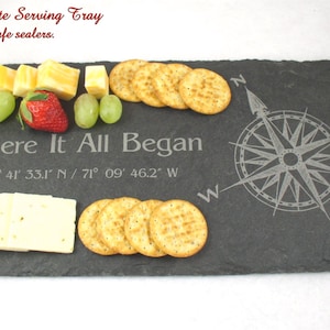 Engraved Photo Slate Tray, Personalized Slate Cheese Board, Wedding Photo, Personalized Wedding Board, Serving Tray, Anniversary Gift image 5