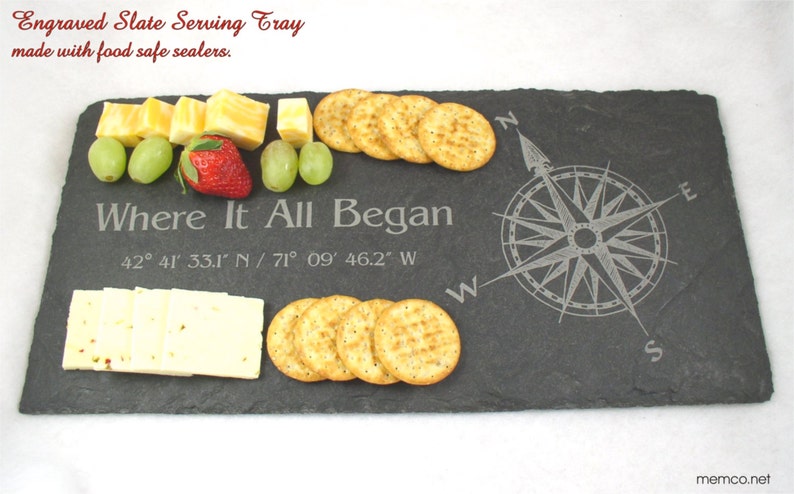 Engraved Photo Slate Tray, Personalized Slate Cheese Board, Wedding Photo, Personalized Wedding Board, Serving Tray, Anniversary Gift image 5