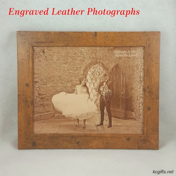 3rd Anniversary Gift, Engraved Leather Photo, Leather Anniversary, Third Anniversary, 3rd Anniversary, Wedding Photograph, 9th Anniversary