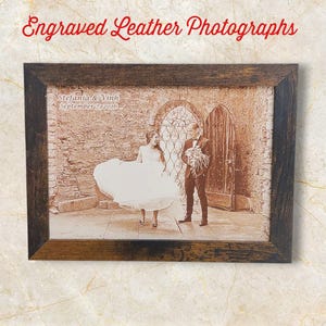 Engraved Leather Photograph - 3rd Anniversary Gift, Third Anniversary, 9th Anniversary, Ninth Anniversary, Wedding Photo - Leather Gift