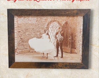 Engraved Leather Photograph - 3rd Anniversary Gift, Third Anniversary, 9th Anniversary, Ninth Anniversary, Wedding Photo - Leather Gift