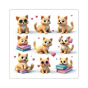 Cute Cat Kiss-Cut Stickers | Adorable kitty stickers for cat lovers, planner accessories, gifts for friends, whimsical decor