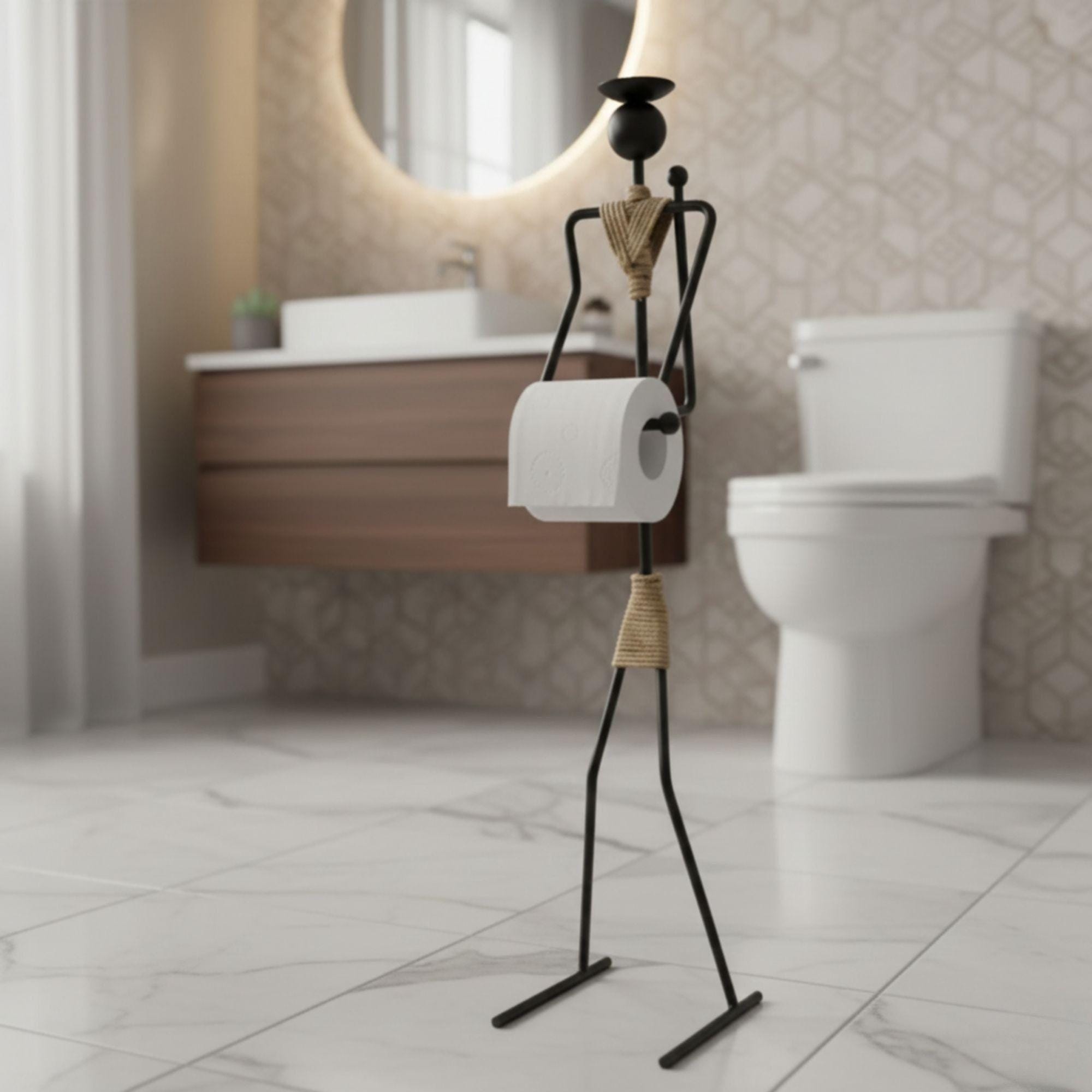 Standing Paper Rack Modern Metal Toilet Paper Holder, Unique Figure Bathroom Decor ...