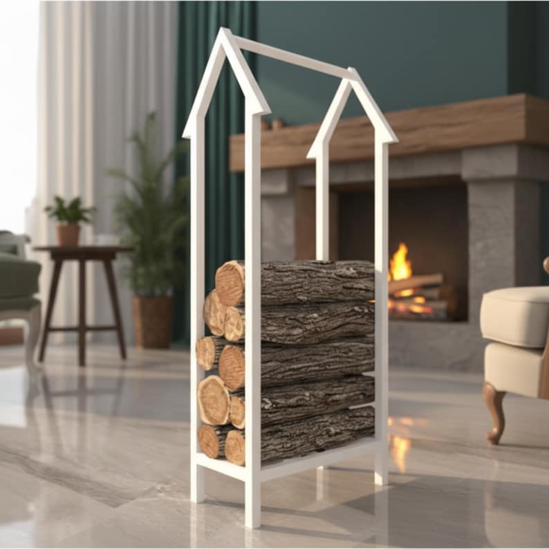 Stylish Log Rack Stylish Tall Metal Firewood Rack – Indoor Log Holder for Living Room ...