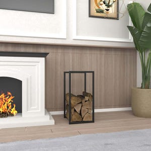 Minimalist Firewood Rack – Modern Indoor Outdoor Log Holder | Metal Fireplace Wood Storage Stand