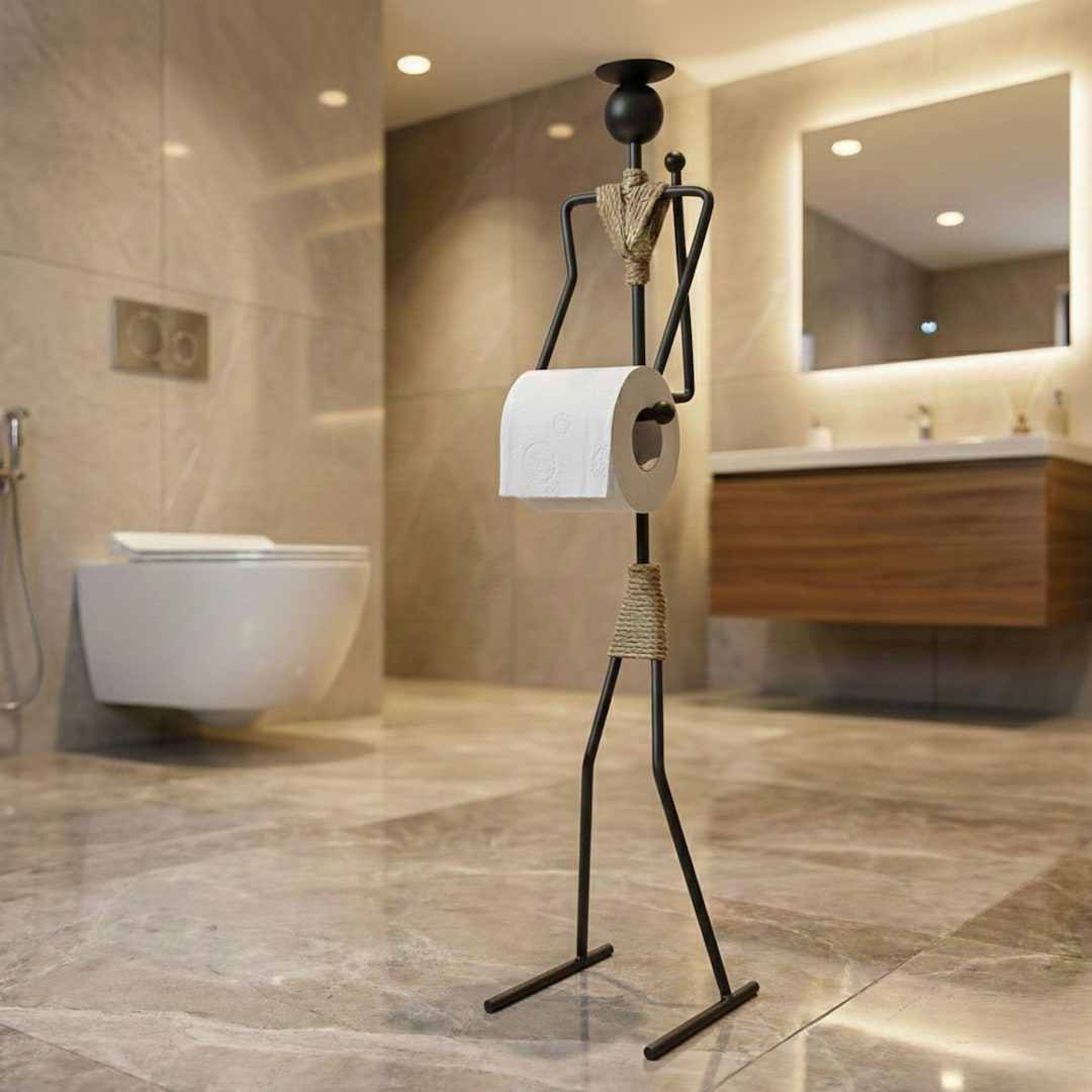 Standing Paper Rack Modern Metal Toilet Paper Holder, Unique Figure Bathroom Decor ...