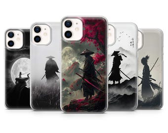 Samurai Phone Case Japanese Warrior Cover for iPhone 17Pro, 16, 15, 14, 13, 12, Samsung S25, S24, S23FE, S22, A16, A56, Pixel 10, 9