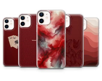 Red Aesthetic Phone Case Red Color Cover for iPhone 17Pro, 16, 15, 14, 13, 12, Samsung S25, S24, S23FE, S22, A16, A56, Pixel 10, 9