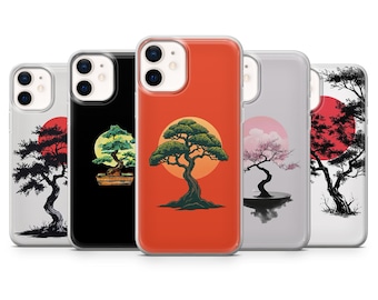 Bonsai Tree Phone Case Japanese Cover for iPhone 17Pro, 16, 15, 14, 13, 12, Samsung S25, S24, S23FE, S22, A16, A56, Pixel 10, 9