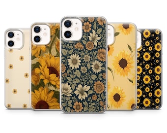 Funda de girasol con flores amarillas para iPhone 17Pro, 16, 15, 14, 13, 12, Samsung S25, S24, S23FE, S22, A16, A56, Pixel 10, 9