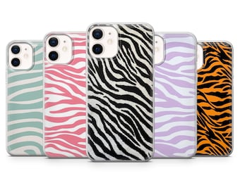 Zebra Print Phone Case Animal Skin Cover for iPhone 17Pro, 16, 15, 14, 13, 12, Samsung S25, S24, S23FE, S22, A16, A56, Pixel 10, 9