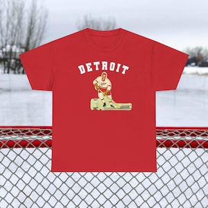 Detroit Red Wings Old Time Table Hockey Unisex Heavy Cotton Tee