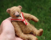 Bruno Mohair Artist Bear by Atelier Lavendel Natural Fiber Art 5in 12cm OOAK Antique Vintage Style Miniature German Bear ECO Friendly