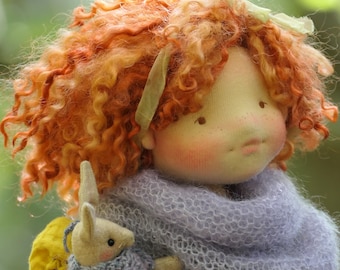 Karin and Bene by Atelier Lavendel 14" OOAK  Waldorf Inspired Natural Fibers Art Doll ECO friendly