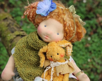 Irene und Beth von Atelier Lavendel 14 "OOAK Waldorf inspirierte Naturfasern Kunstpuppe ECO freundlich