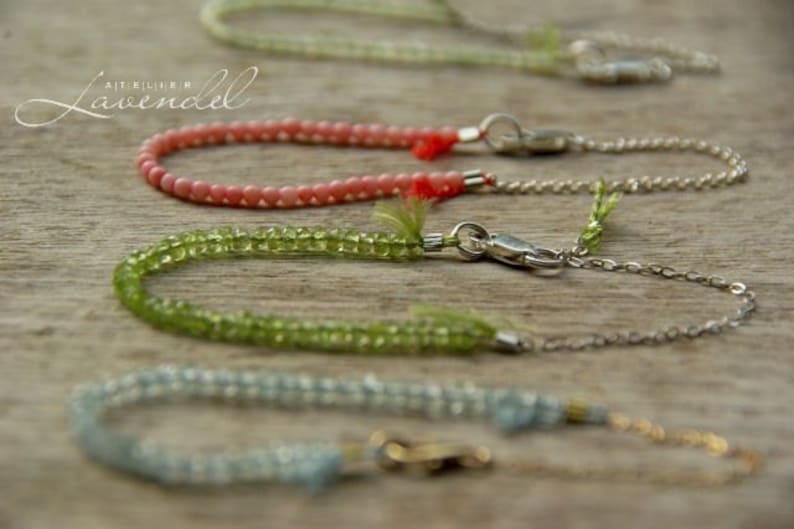 Genuine Peridot Bracelet 925 Silver Chain Handmade Beaded Gemstones Jewelry Delicate Dainty Bracelet Green Bracelet October Birthstone