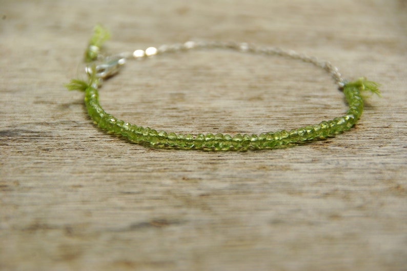 Genuine Peridot Bracelet 925 Silver Chain Handmade Beaded Gemstones Jewelry Delicate Dainty Bracelet Green Bracelet October Birthstone