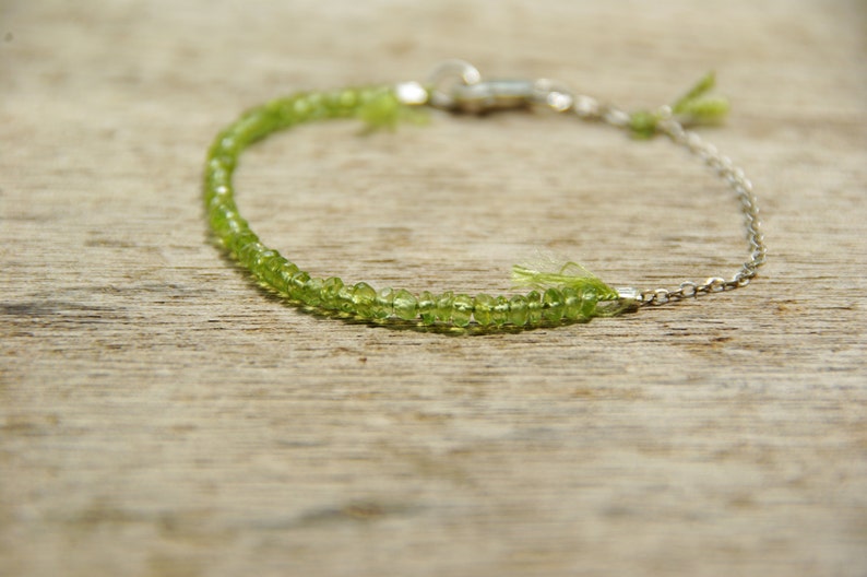 Genuine Peridot Bracelet 925 Silver Chain Handmade Beaded Gemstones Jewelry Delicate Dainty Bracelet Green Bracelet October Birthstone