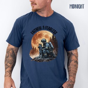Faithful & Fearless Comfort Colors Shirt, K9 Firefighter German Shepherd, Vintage First Responder Gift, Search and Rescue Dog Dad Graphic