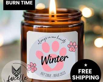 Pet Memorial Candle, Personalized Remembrance Gift For Dog or Cat Owner
