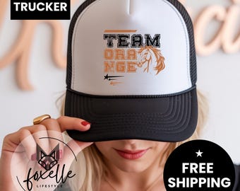 Team Orange Horse Design Vintage Trucker Cap: Gift For A Horse Lover