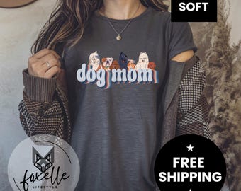 Retro Dog Mom T-Shirt: Unisex Cotton Tee for Dog Lovers