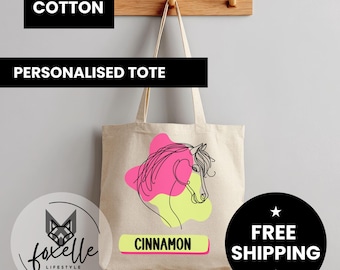 Personalized Horse Cotton Canvas Tote Bag: Custom Gift For A Horse Lover