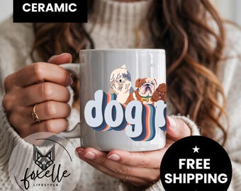Cute Retro Design Dog Mom Mug, Gift for Dog Lovers, Pet Lover Gift