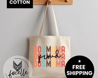 Proud Dog Mama Tote Bag, 100% Cotton Canvas Tote Bag for a Dog Mom
