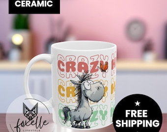 Cartoon Horse Ceramic Mug: Horse Woman Gifts