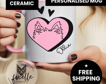 Personalised Line Art Dog Ear: Dog Mom Club Mug