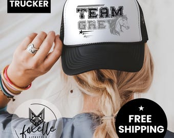 Team Grey Horse Design Vintage Trucker Cap: Gift For A Horse Lover