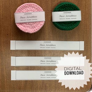 Face Scrubbies Wrap Etiketten zum Ausdrucken - Crochet Tags - Knit Tags - Craft Fair Prep - PDF Download