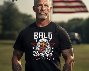 Bald is Beautiful Eagle camiseta, EE.UU. Hombres Camiseta Patriótica Camiseta Estilo Águila Bandera Americana Camiseta Bandera Americana Camisas Gráfico Patriótico