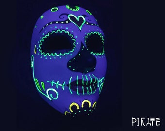 Day of the Dead Mexican Skull Mask - Glow in the Dark