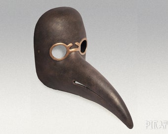 Patinated Black Plague Doctor Mask IN STOCK for Carnival Costume Cosplay Decoration Masquerade and Theater