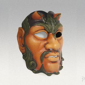 Handcrafted Satyr Mask: Goat-Horned Masquerade Costume Accessory for Theatre, Carnival, and Halloween