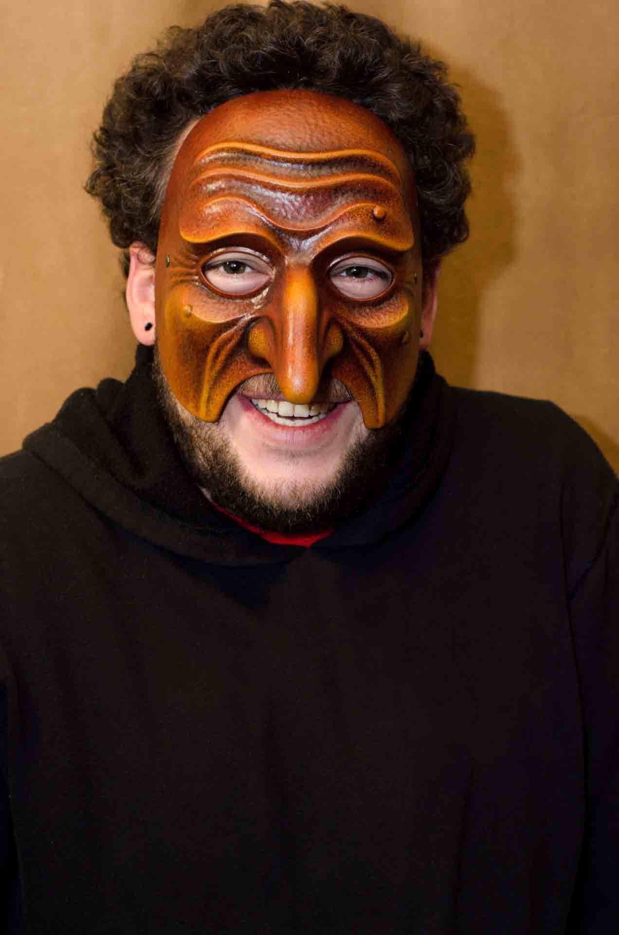 Maschera Mezza Faccia In Cartapesta – Carnevale Di Martedì Grasso – Oro E Avorio – Unisex