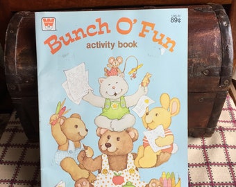 Vintage Coloring Activity Book Bunch O' Fun 1981 Dot to Dot Mazes Word Search