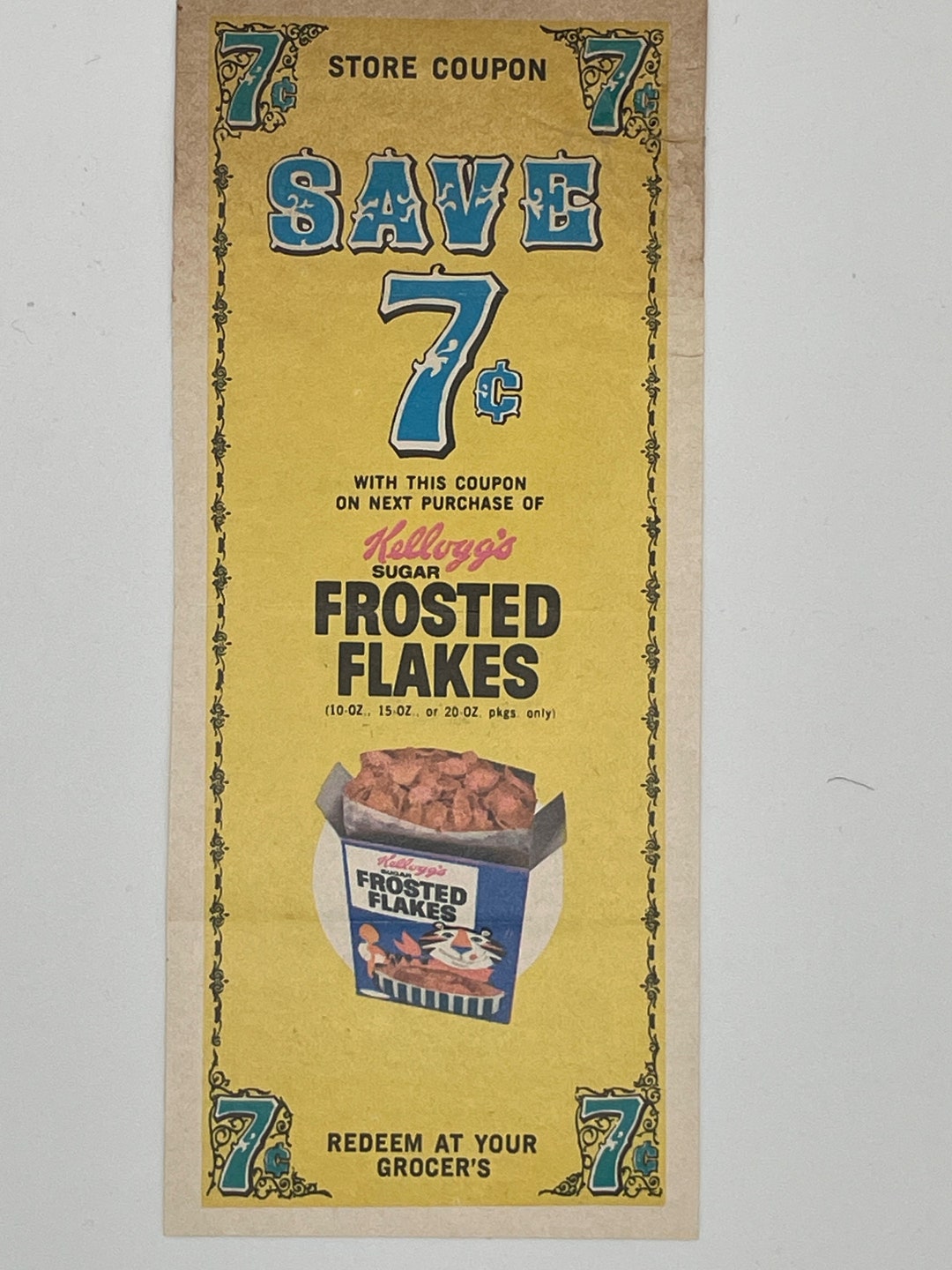 Vintage Kellogg's Sugar Frosted Flakes Grocery Store Coupon 1970 Battle ...