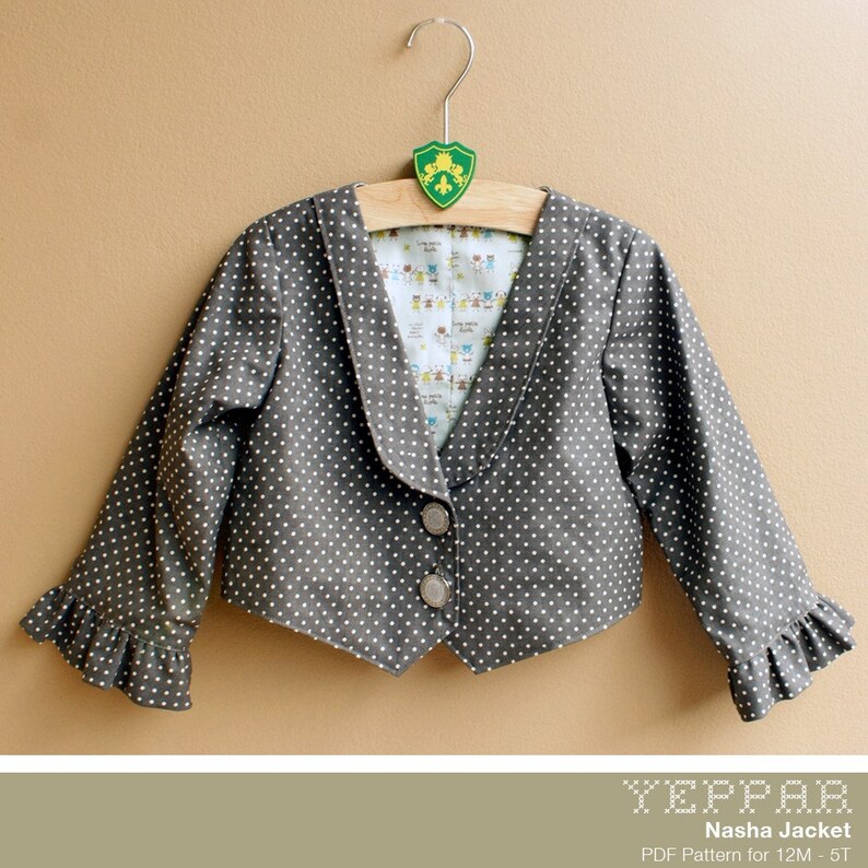 No Serger PDF Pattern Nasha Jacket for 12M 5T and tutorial. image 4