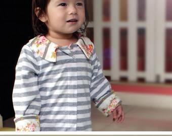No Serger - PDF Pattern - Morgan Top (Reversible) for 12M - 5T and tutorial.