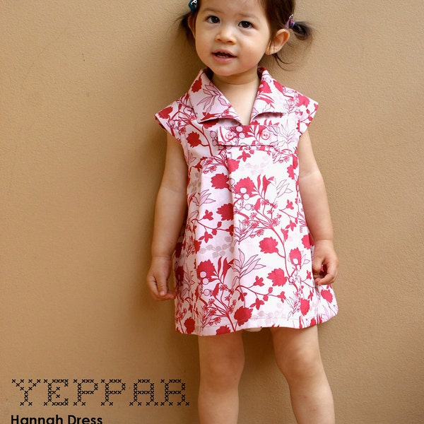 PDF Pattern - Hannah Dress for 12M - 5T and tutorial.