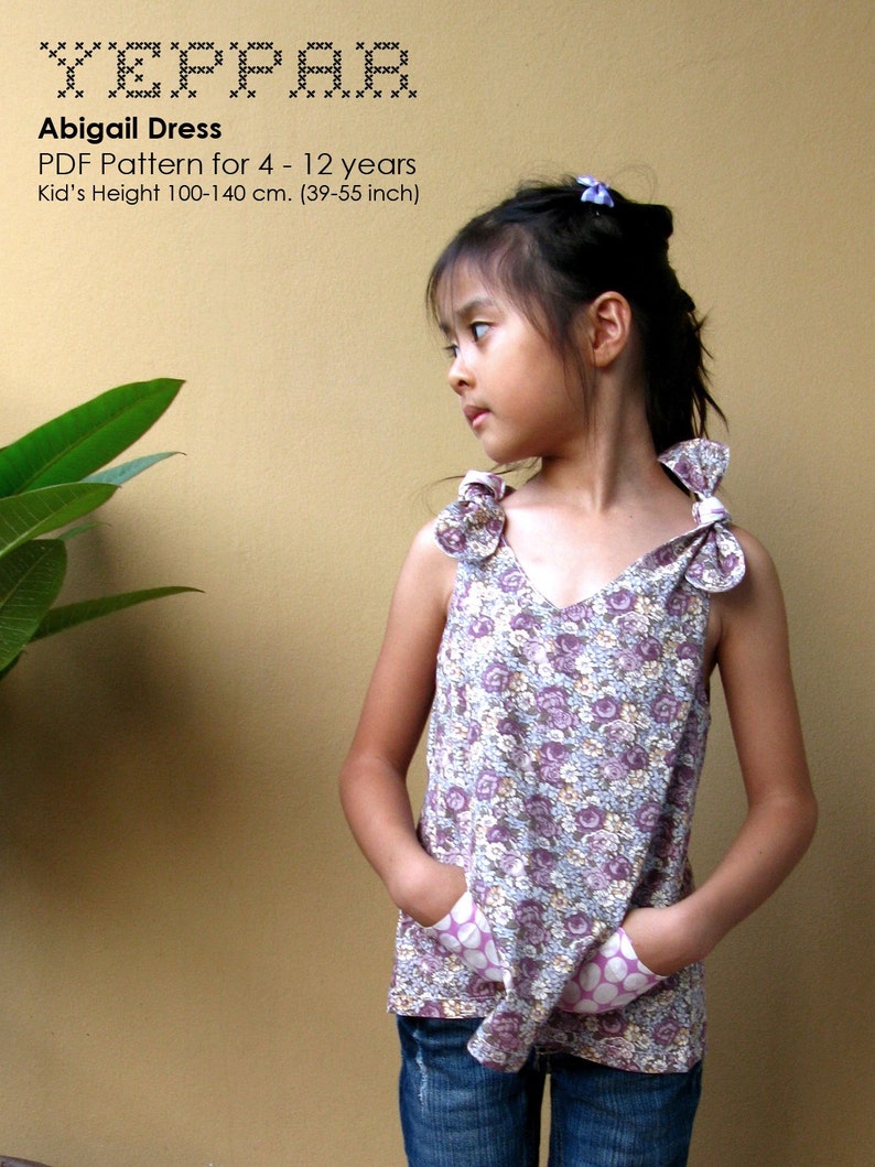 PDF Pattern Abigail Dress for 4 10 years old and tutorial. image 1