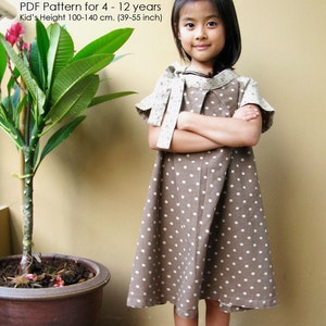 PDF Pattern - Cecelia Dress for 4 - 10 years old and tutorial.