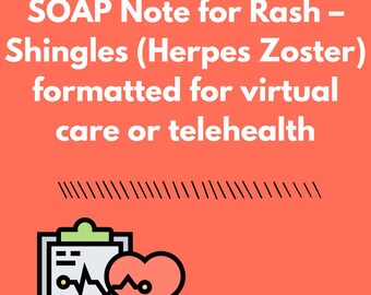 SOAP Note – Rash (Shingles / Herpes Zoster) | Editable Template | Virtual Care | NP Telehealth | Google Doc + Word