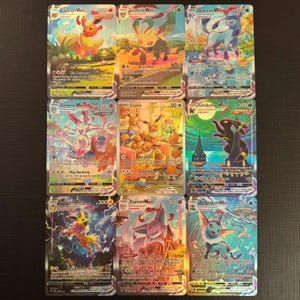 Eevee evolutions vmax alternate art Full Eeveelutions set - 9 cards - HOLO custom made textured proxy