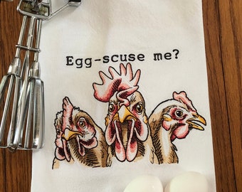 Sassy chicken trio machine embroidered kitchen towel