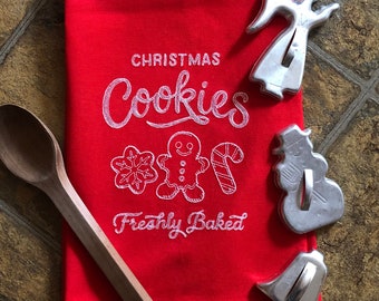 Christmas Cookies machine-embroidered kitchen towel