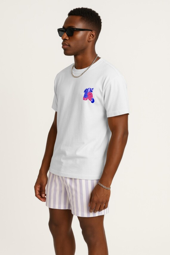 Colorful Zebra Graphic T-shirt: Unisex Oversized Cotton Tee
